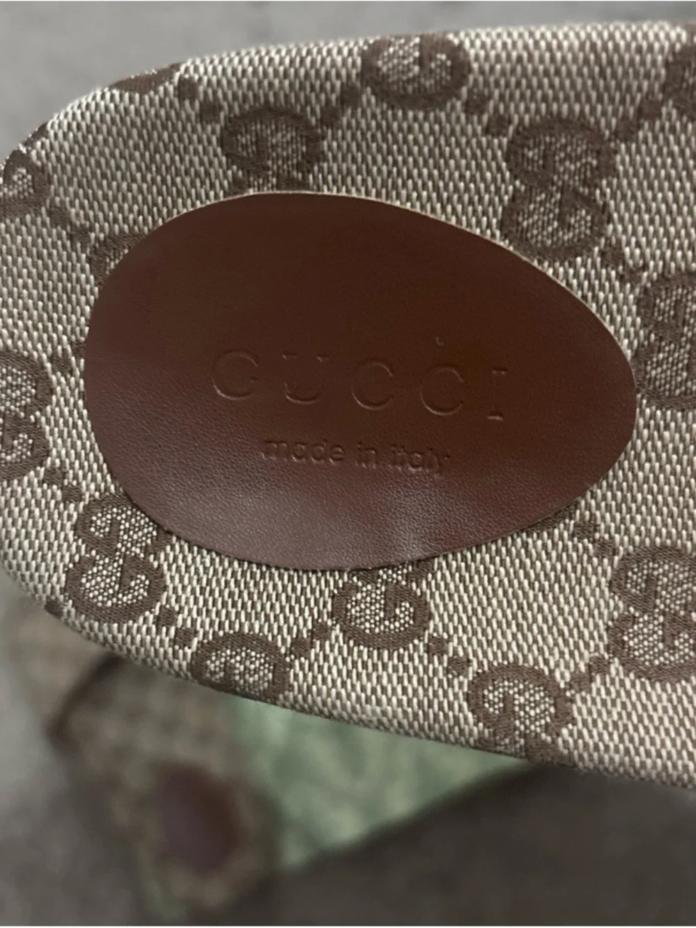 Gucci Tan Rubber Slide with Raised Logo
